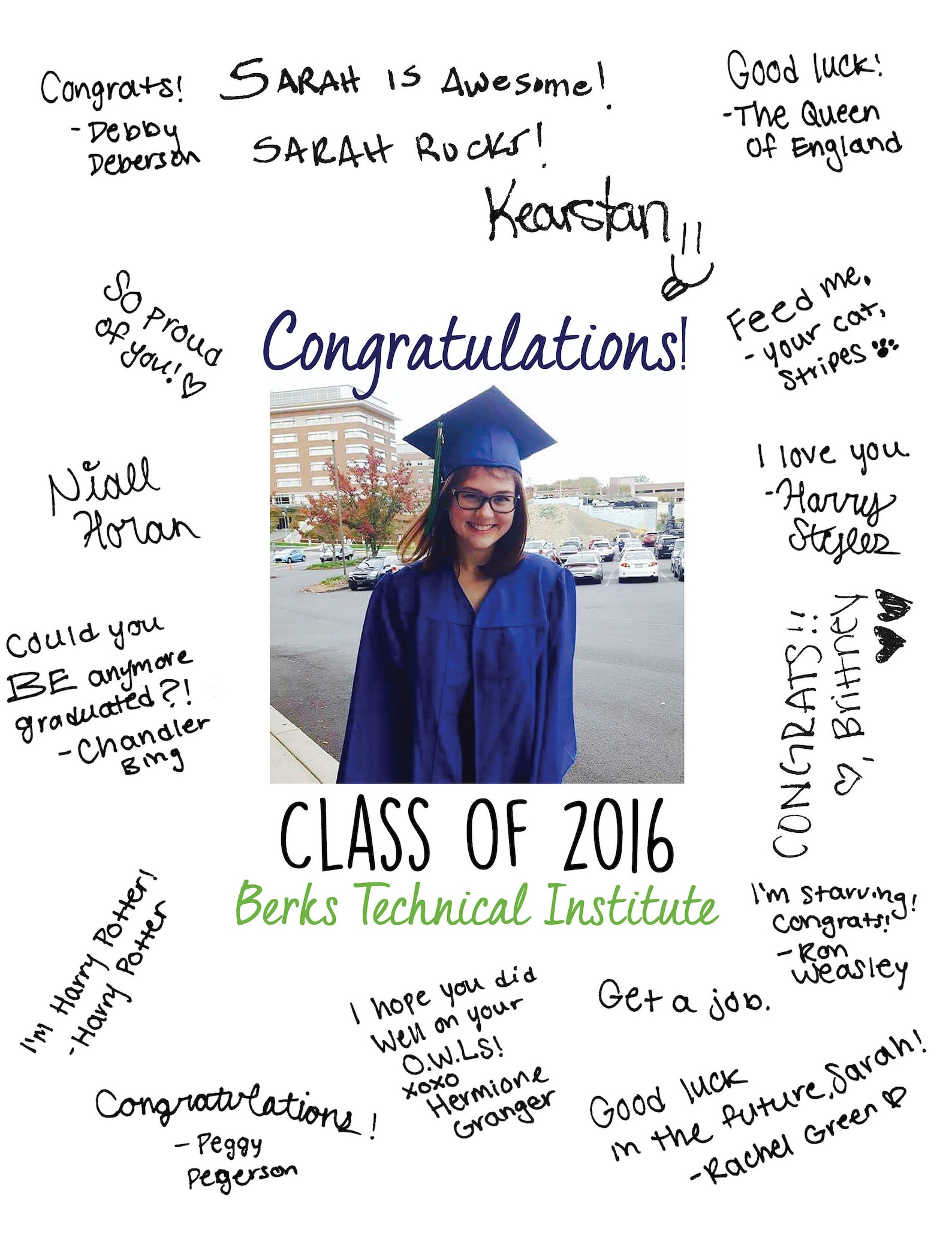 graduation autograph cat