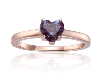 Alexandrite Heart Ring Rose Gold Plated Sterling Silver Ring Color Changing Ring Alexandrite Ring Mothers Day Gift For Her