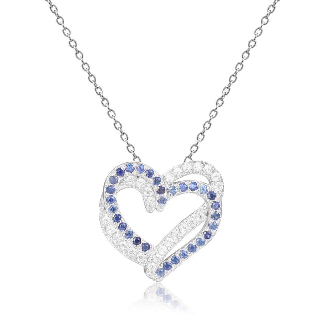 Genuine Blue Sapphire Heart Pendant Necklace Sterling Silver - Etsy UK