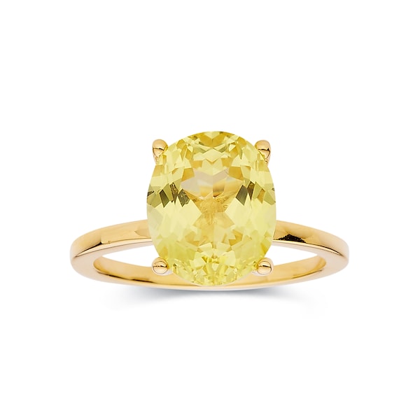 Canary Yellow Sapphire Ring | Oval Solitaire Ring |18K Yellow Gold Plated Sterling Silver Ring | Gifts For Her | Best Engagement Ring