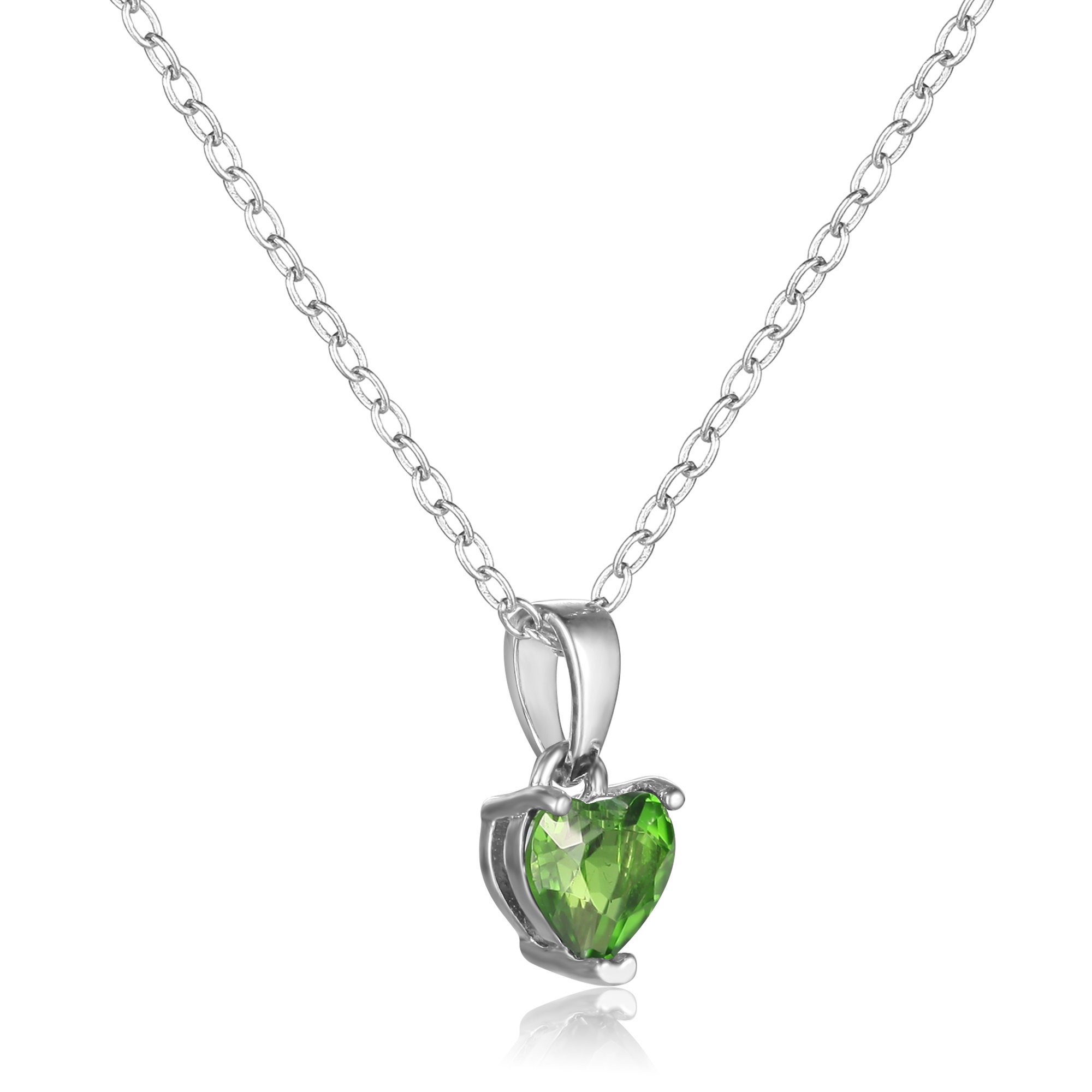 Dainty Green Chrome Diopside Heart Pendant Necklace Green Etsy