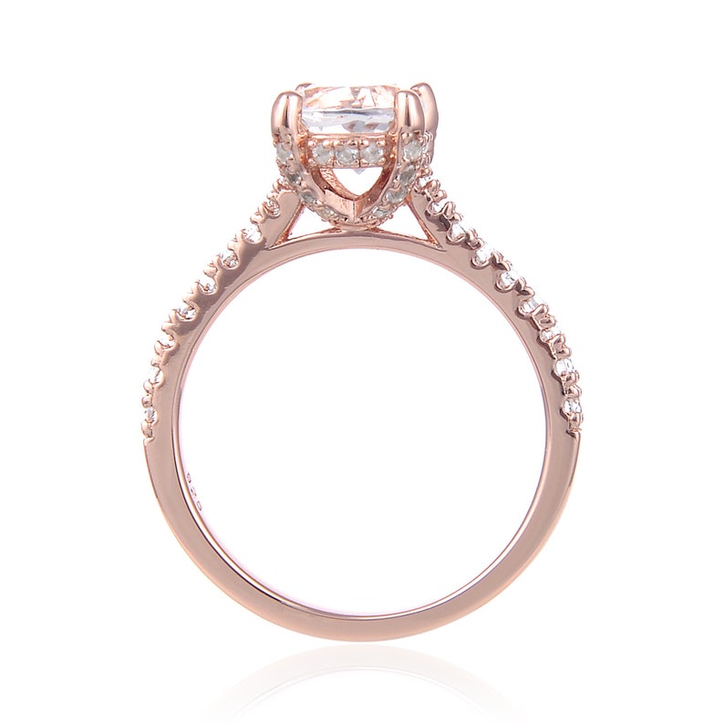 Mother/'s Day Gift Gift for Her Rose Gold Plated 925 Sterling Silver Wedding Ring Natural White Topaz Engagement Round Ring