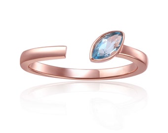 Genuine Blue Topaz December Birthstone Ring Blue Topaz Open Ring Dainty Ring  Work Wear Ring Daily Wear Minimalist Ring Mothers Day Gift