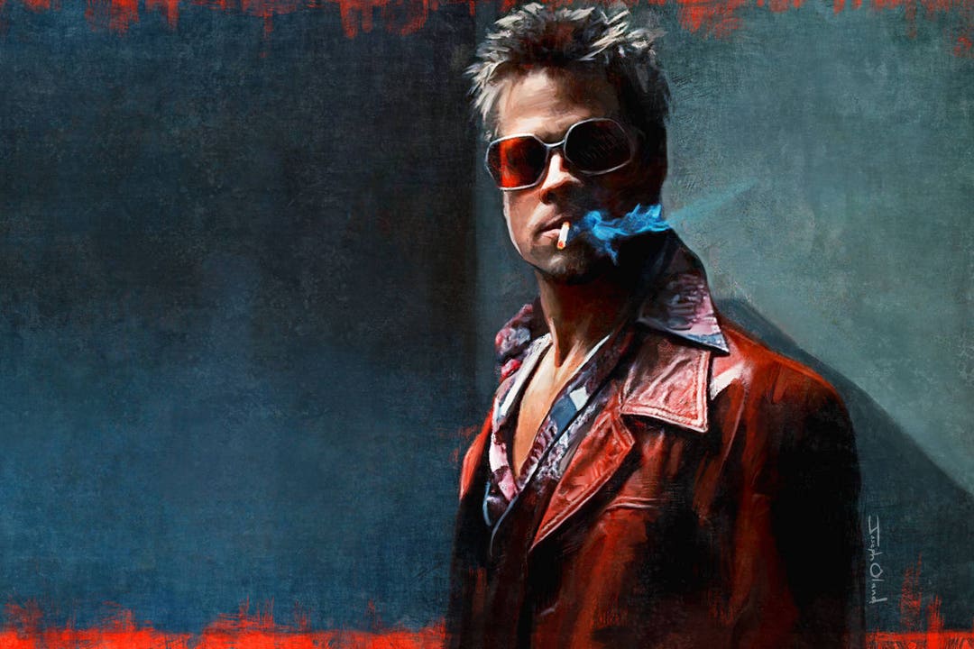 Fight Club Illustration of Tyler Durden Smoking A Cigarette From the Cult Classic Film About