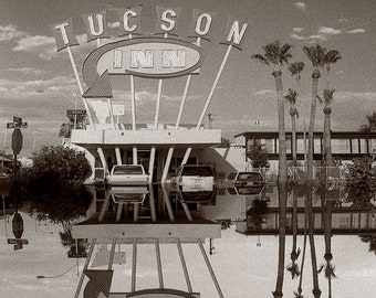 Vintage Style Black And White Photograph Print Of The Tucson Inn Legacy Motel