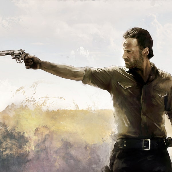Illustrazione dipinta di Rick Grimes di The Walking Dead