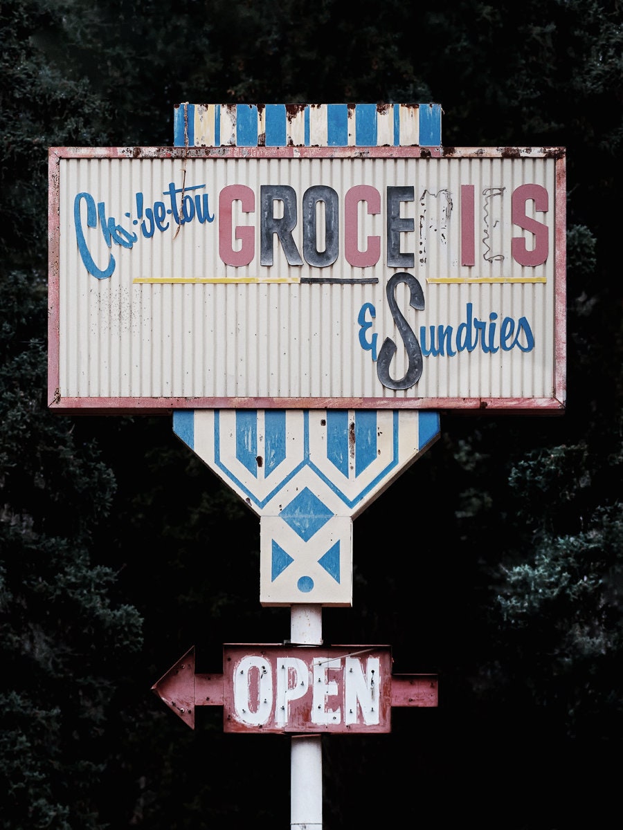 Photograph of A Vintage Antique Abandoned Grocery Store Sign Etsy