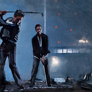 Fight Club Golfing Buddies Illustrazione artistica Stampa con Tyler Durden dal film cult classico
