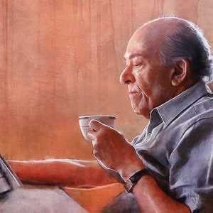 Schilderijillustratie van baas van de georganiseerde misdaad, Don Hector Salamanca, uit de Breaking Bad spin-off televisieshow Better Call Saul