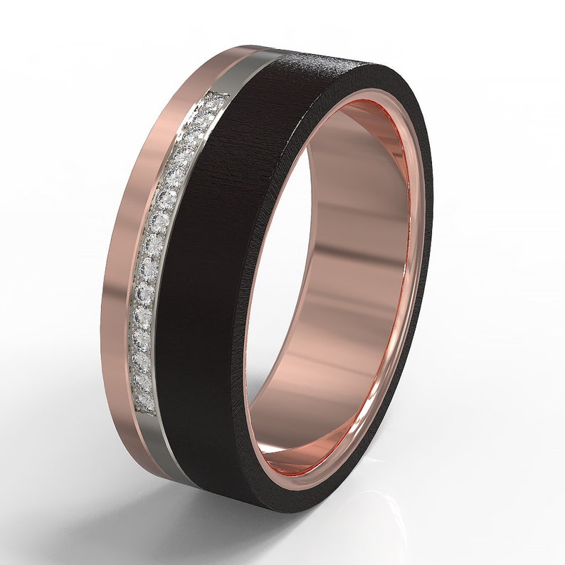 mens black and wood wedding band