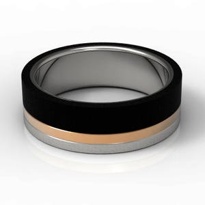 Genuine African black wood and 14 K gold wedding band gold and wooden wedding ring for men and women two tone gold wedding band wood inlay