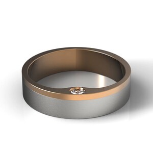 Belle bague de mariage en forme de coeur double couche 14 k or blanc et rose bande de mariage côté ensemble bague de promesse de diamant bague de mariage en forme unique