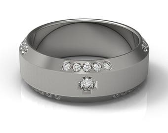 Exclusive 14 k gold matte brushed beveled edge wedding ring 8 mm width beveled edge wedding band diamond wedding bands for him and her
