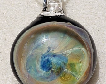 Nebula Blown Glass Pendant with Sterling Silver Chain (#N20-1)