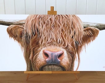 Highland Cow - limited edition giclée canvas print; Highland Cow Canvas - Highland Cow Art - Highland Coo - Highland Cow Design