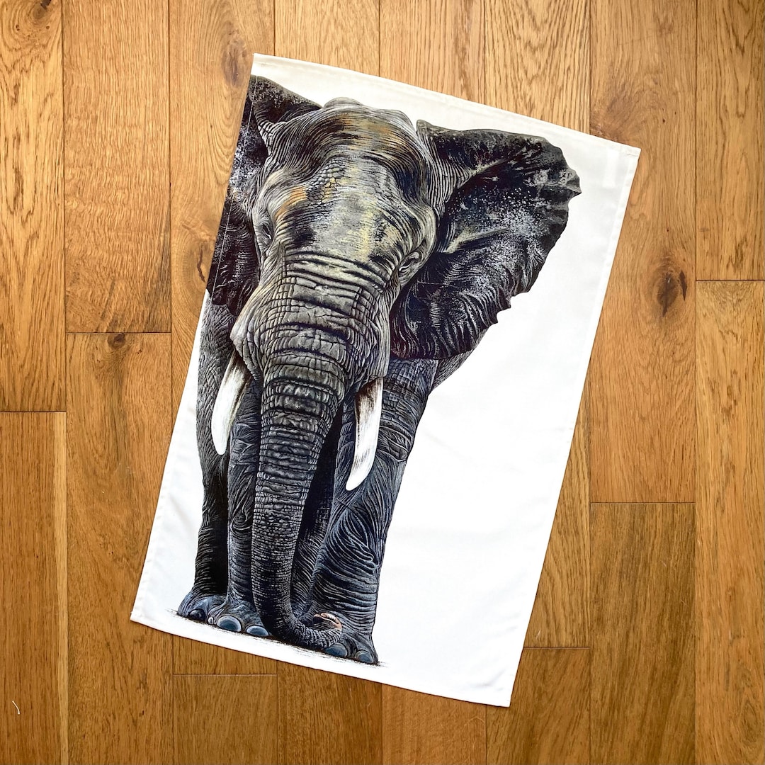 Elephant Tea Towel Safari Tea Towel Kitchen Textiles Homeware Cotton