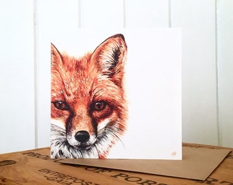 Fox Greetings Card - Fox Card - Original Fox Art - Fox Painting - Wildlife Art - Blank Card - Fox Birthday Card - Countryside