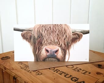 Highland Cow Greetings Card - Highland Cow Card - Highland Cow Art - Cow Card - Blank Card - Birthday Card