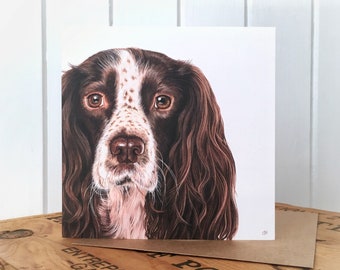 Springer Spaniel Greetings Card - Spaniel Card - Spaniel Art - Dog Card - Spaniel Painting - Dog Painting - Blank Card