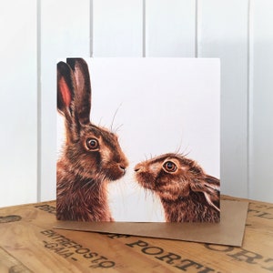 Kissing Hares Greetings Card - Hare Card - Art Card - Wildlife Card - Hare Art - Hare Birthday Card | Anniversary Card | Valentines Card