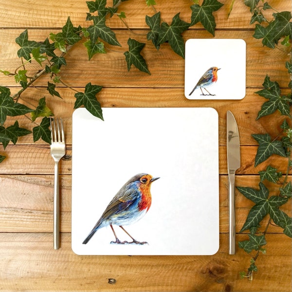 Robin Placemat | Garden Bird Placemat | Robin Tablemat | Robin Homeware | Robin Tableware | Robin Coaster