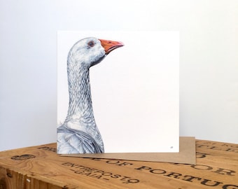 Goose Greetings Card - Goose Card - Goose Art - Goose Painting - Farm Animal Art - Animal Card - Goose Birthday Card