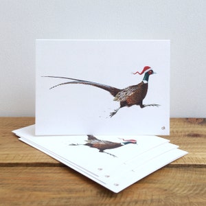 Christmas Cards - Christmas Pheasant or Robin or Christmas Hares Design -  4 cards + envelopes in one design