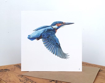 Kingfisher Greetings Card - Kingfisher Card - Art Card - Wildlife Card - Kingfisher Art - Kingfisher Birthday Card Blank Card