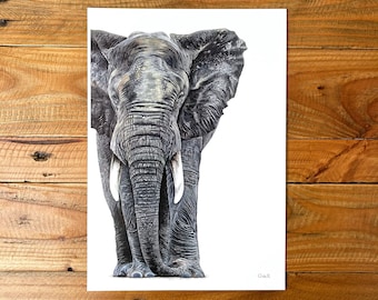 Elephant print A1 - unmounted print - elephant painting - elephant art - elephant design - wildlife art - safari art -  giclée print