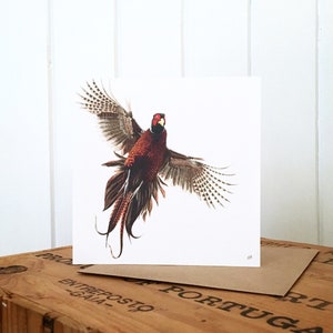 Flushed Pheasant Greetings Card Pheasant Card Pheasant Art Pheasant Painting Wildlife Card Blank Card Pheasant Birthday Card image 1