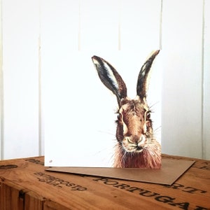 Hare Greetings Card - Hare Card - Art Card - Wildlife Card - Hare Art - Hare Birthday Card - Blank Card - Countryside art
