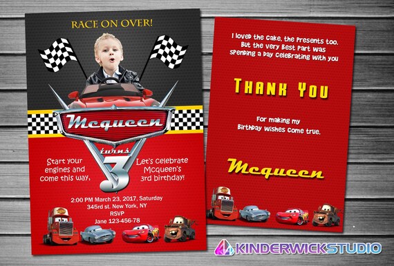 Disney Cars Invitation Disney Cars Birthday Disney Cars Etsy