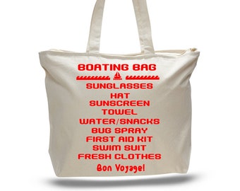 Boating Checklist Tote Bag – Zippered Canvas Sailor Gift