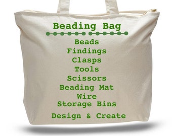 Canvas Craft Tote Bag – Zippered Beading & Jewelry Supply Organizer