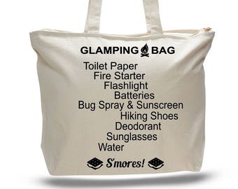 lined tote Glamping tote tote bag