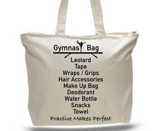 GYMNAST BAG, Gymnastic Tote, Gift for Gymnast, Gymnastics Bag, Gymnastics Tote, Gymnast Zipper Bag, Gymnastics Gift, Gymnastics Present