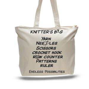 KNITTER&#39;S BAG, Knitting Bag, Yarn Tote, Gift for a Knitter, Gift for Crocheter, Knitters Nook, Knitting Project Bag, Knitting Tote, Yarn Bag