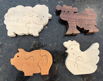 Four Wooden Farm Animal Puzzles