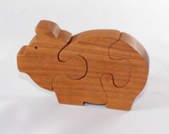 Cherry Wood Pig Puzzle: Beginner Collector Toy