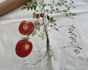 Botanical Vegetable Tea Towel- Tomato