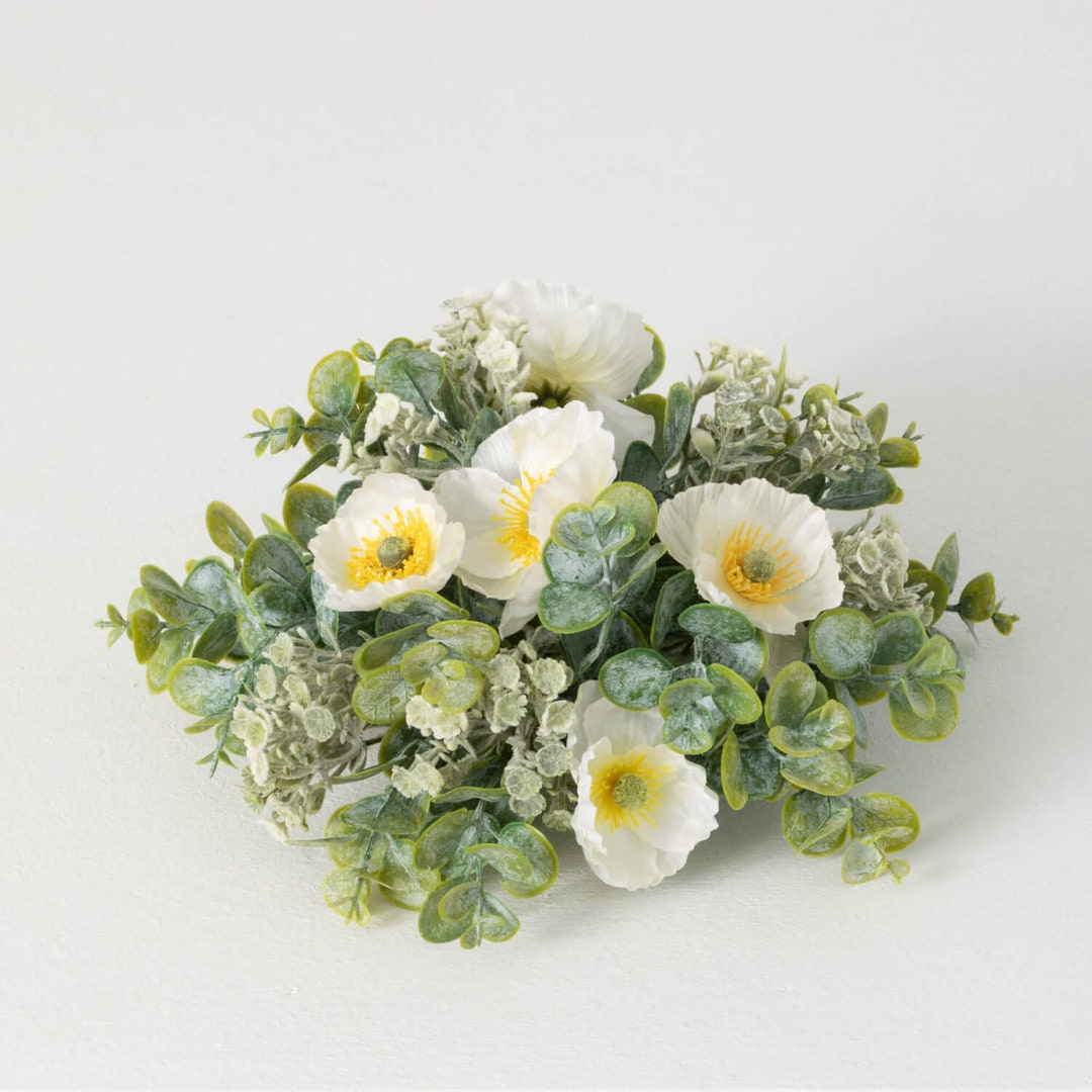 Poppy Sphere Home Decor- Faux Florals-eucalyptus and Poppy Half Sphere 9