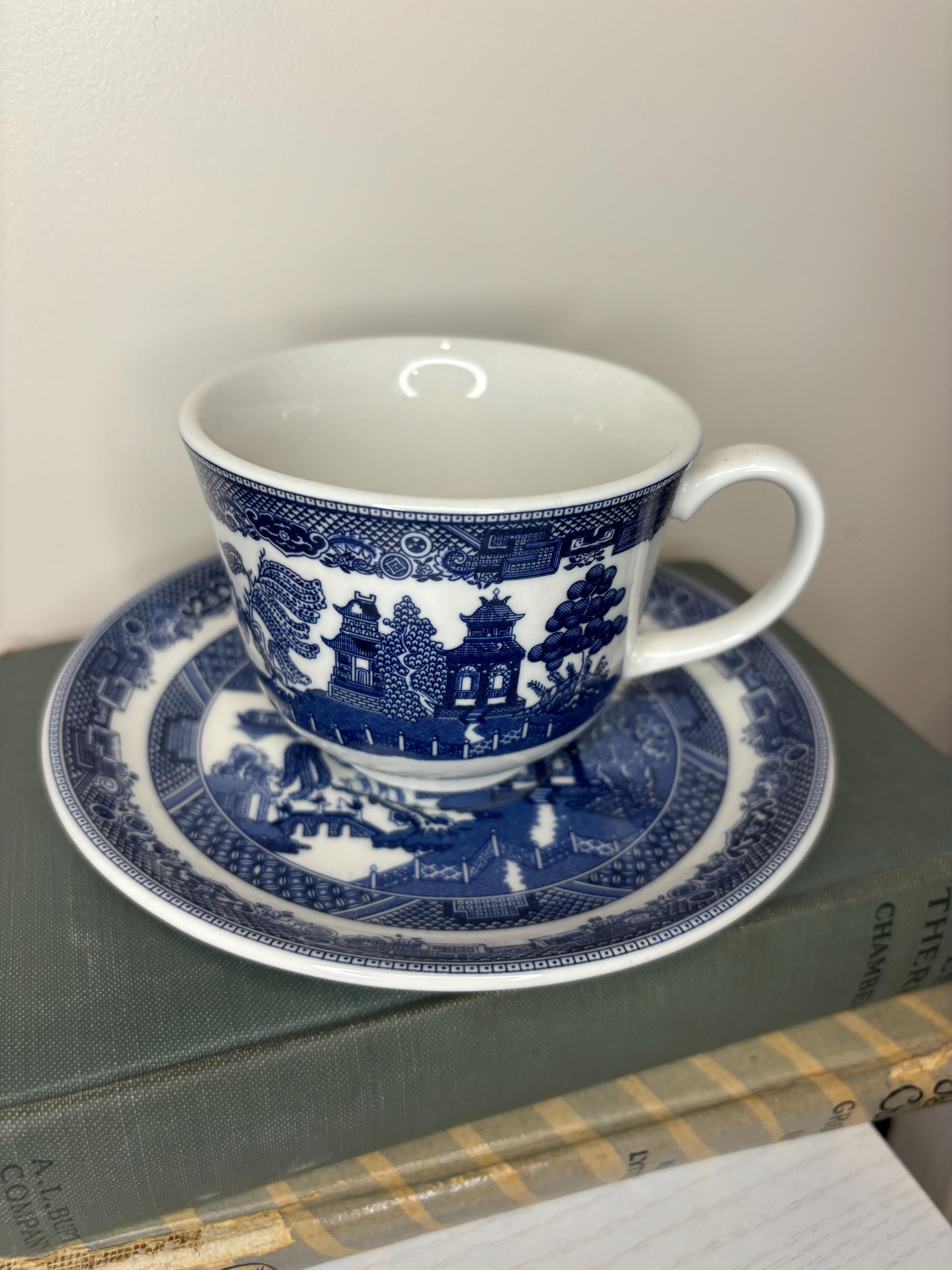 Johnson Brothers Willow Blue Pattern Saucer and Mug Set - Etsy