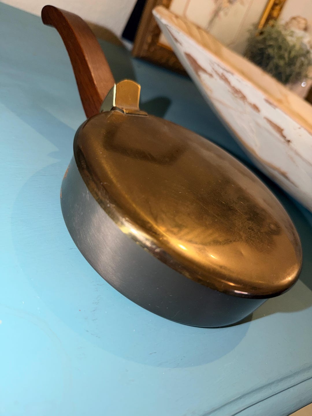 Vintage Brass Silent Butler With Wooden Handle Table Crumb Catcher ...