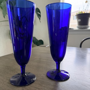Blue Stem Wine Glass 1970s - Etsy