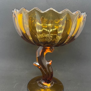 vintage Indiana Glass  Amber compote