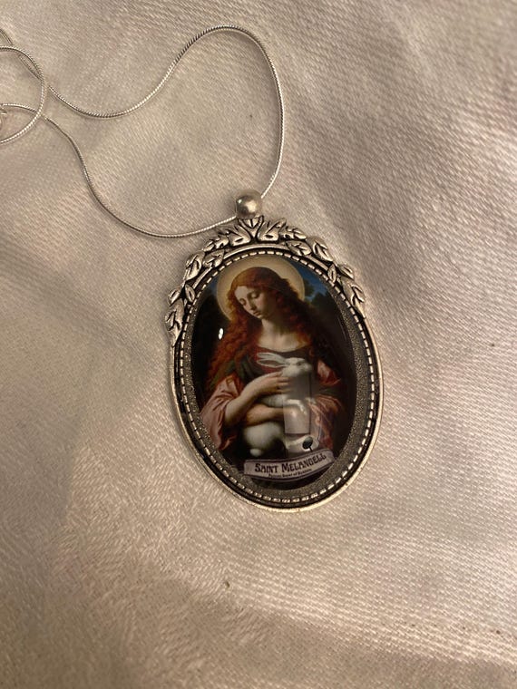 Saint Melangell Silver Tone Pendant With 18 Inch Chain