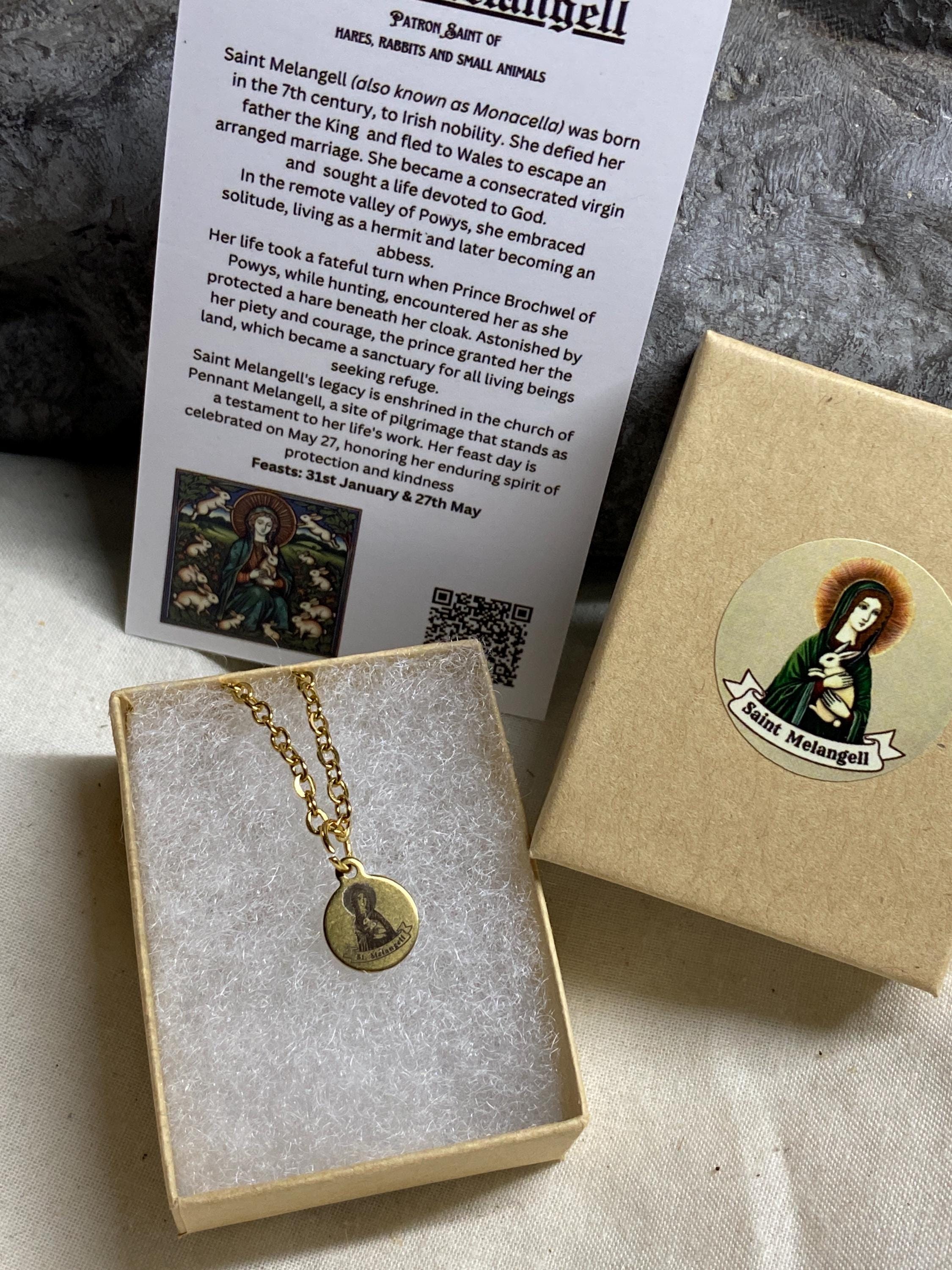 Laser Engraved Saint Melangell Micro 10mm Pendant (gold Tone)