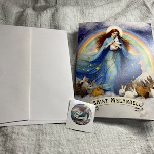 Saint Melangell Sympathy Card For Loss of a Beloved Bunny