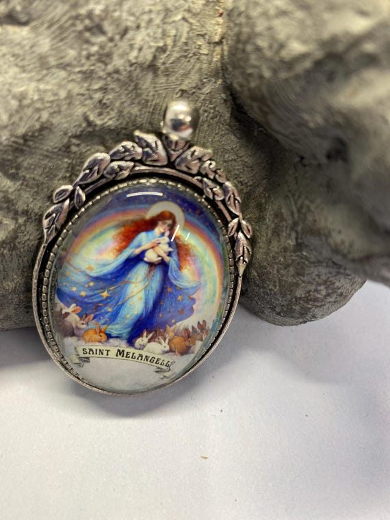 Saint Melangell Silver Tone Pendant: Patron Saint of Rabbits UK