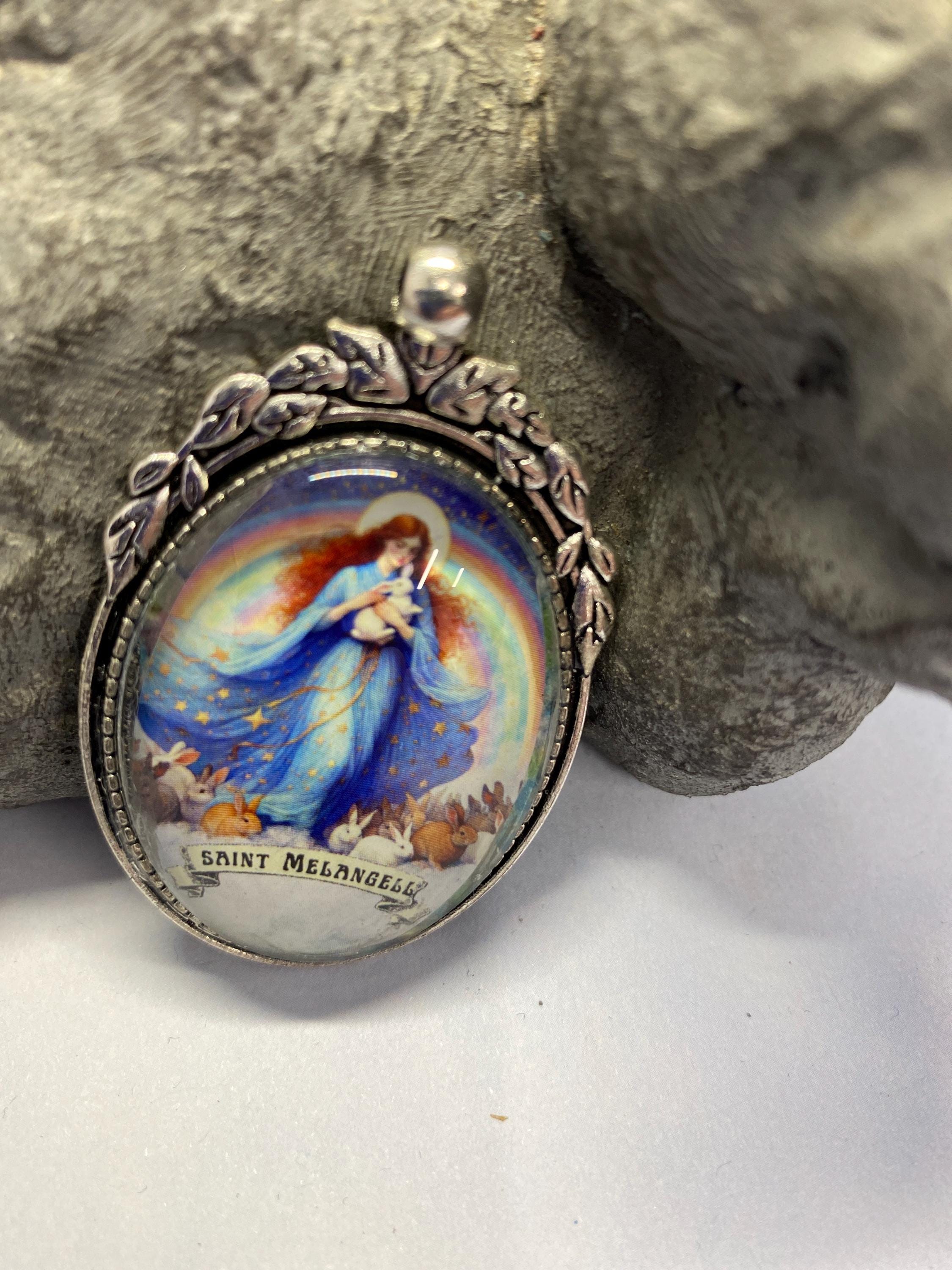 Saint Melangell Silver Tone Pendant: Patron Saint of Rabbits UK